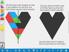 an image of two different shapes on a computer screen with the text, fill the heart with shapes that you folded in the line