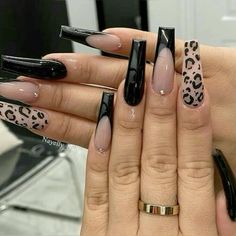 Elegant Acrylic Nails, Leopard Print Nail Art, Leopard Print Nail, Leopard Nail Designs, Print Nail Art, Cheetah Print Nails, Leopard Print Nails, Girly Acrylic Nails