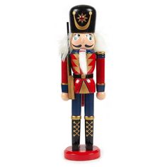 a wooden nutcracker is shown on a white background