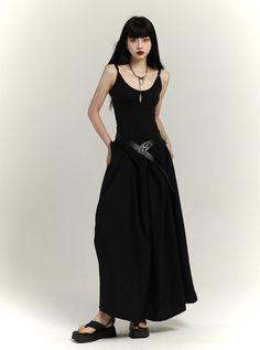 Chinese Black Long Slip Dress Style Long Black Dress, Black Long Slip Dress, Long Slip Dress, Light Cardigan, Dress Drape, Long Slip, Cultural Celebration, Long Black Dress, Black Style