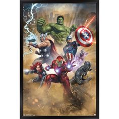 the avengers team is depicted in this poster