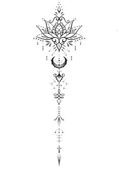 a black and white drawing of a cross with an intricate design on the back of it