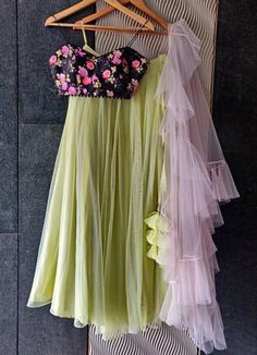 Lehenga choli party wear Bollywood designer Indian Wedding bridal lengha sari for women pastel net lengha embroidery work lehnga choli 1 Lime Lehenga, Lengha Embroidery, Grwm Wedding, Sari For Women, Lengha Sari, Ruffle Dupatta, Lehenga Choli Designs, Ethnic Beauty, Bridal Lengha