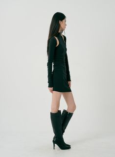 短上衣和無袖迷你連衣裙套裝 ID07 - Lewkin Stiletto Boots, Seoul South Korea, S M, Dress Set, Sleeveless Mini Dress, Body Size, Asian Fashion, Set Dress, Solid Black