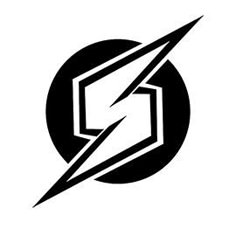 a black and white logo with the letter g in it's center, surrounded by a lightning bolt