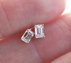 Emerald Cut Diamond Earrings, Bezel Earrings, Moissanite Engagement Ring Oval, Emerald Cut Moissanite, Gold Anniversary, Pear Engagement Ring, Buy Earrings, Emerald Cut Diamond, Solitaire Studs