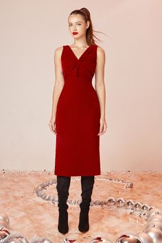 Red V-neck Midi Dress For Wedding, Velvet V-neck Midi Dress For Evening, Red V-neck Midi Dress For Daywear, Red Cotton V-neck Midi Dress, Luxury Red V-neck Midi Dress, Padded Hangers, Velvet Midi Dress, Mean Blvd, Lunar New