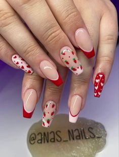 Strawberry Nails Acrylic, Strawberries Nails, Strawberry Nail Art, Nail Polish Art Designs, Fruit Nail Designs, Berry Nails, Her Nails, Nails 2024, Pink Acrylic Nails