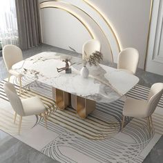 #homedecor, #interiordesign, #homedesign, #decor inspiration Luxurious Dining Table, Luxury Dining Table, Table 8, White Chairs, Dining Table Sale, Dining Room Accessories, Marble Dining Table, Living Room Accessories