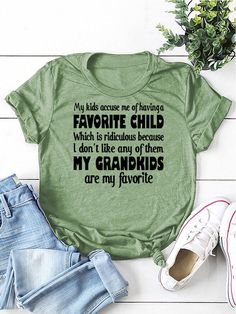 Funny Cotton Tops With Quote Print, Spring Cotton Tops With Quote Print, Cotton Tops With Quote Print For Spring, Green Cotton Top With Letter Print, Mother's Day Cotton Slogan Tops, Summer Cotton T-shirt With Quote Print, Cotton Tops With Letter Print For Mother's Day, Green Cotton Top With Text Print, Funny Green Tops With Letter Print