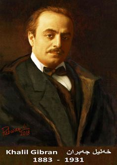 a painting of a man in a tuxedo with the words khalel gibran on it