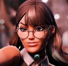 an animated image of a woman wearing glasses