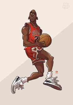 a drawing of a basketball player with a ball in his hand and shoes on the ground