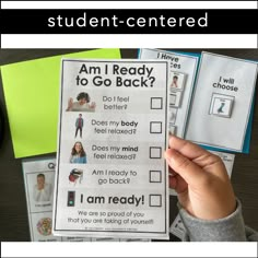 a person holding up a student - centered checklist with the words, i am ready to go back?