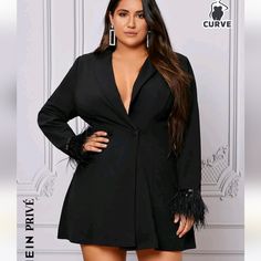 Amazing Quality. Never Worn. 3x No Tags Plus Size Graduation Outfit, Dinner Outfit Classy, Plus Size Blazers, Black Blazer Dress, Winter Mode Outfits, Blazer Plus Size, Plus Size Black Dresses, Plus Size Baddie Outfits