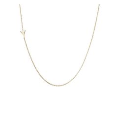 A favorite of celebrity style icons, Maya Brenner has become famous for her distinctive personalized pieces, designed at her studio in Los Angeles. This delicate necklace makes your mark with a single sans serif initial, set slightly off to the side, on a super fine cable chain in 14k gold or sterling silver.    Initial: 1/4 "; Chain: 16"  Solid 14k gold.  Sterling silver; Imported. Minimalist Yellow Gold Initial Necklace With Clavicle Chain, Classic Clavicle Chain Initial Necklace, Minimalist Necklace With Initial Pendant And Cable Chain, Minimalist Initial Pendant Necklace With Cable Chain, Modern 14k Gold Initial Necklace, Minimalist Cable Chain Necklace With Initial Pendant, Modern Initial Pendant Necklace With Delicate Chain, Celebrity Style Icons, Sterling Silver Initial