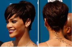 Rihanna is no stranger to trying something new, and rocked this side fringed pixie crop, but is this her best look? Rhianna Hair, Rihanna Short Haircut, Rihanna Short Hair, Medium Black Hair, Short Hair Styles African American, Rihanna Hairstyles, Natural African American Hairstyles, American Hairstyles, Great Hairstyles