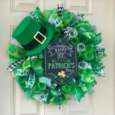 a st patrick's day wreath on the front door