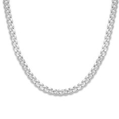 High-polish finish and crisp edges give the links of this Cuban curb chain for him its unique style. Crafted of 10K white gold, the 22-inch necklace secures with a lobster clasp. Classic Cuban Link Necklace With Polished Finish, Classic Polished Cuban Link Necklace, White Gold Cuban Link Necklace With Figaro Chain, Classic Cuban Link Necklace With Oval Links, Classic Cuban Link Oval Chain Necklace, White Gold Polished Chain Link Necklace, Classic Chain Link Necklace With Polished Finish, White Gold Link Chain Necklace With Polished Finish, White Gold Cuban Link Necklace