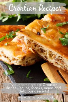 some food is sitting on top of a cutting board with the words croatan recipes above it