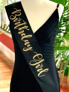 "Our beautiful 4\" wide, Glitter vinyl double-faced, satin sash is a perfect accessory for the Graduation Girl! Great for Grad Parties! We make your sash to order, they are not pre-made, mass produced, or imported. 4\" wide ribbon allows for larger wording! Double-faced satin is a premium satin with a softer feel on the neck. No papery feel! Select sash and glitter color to the right. The birthday girl sashes are just to show glitter vinyl choices. Our glitter is top quality and will not flake o Sweet 16 Sash, Sash Bachelorette, Bridal Shower Sash, Bachelorette Party Sash, Gold Sash, Bachelorette Sash, Birthday Sash, Bride To Be Sash, Wedding Sash Belt