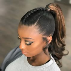 25 Pretty Hairstyles for Black Women 2018 - African American Hairstyles Black Ponytail Hairstyles, American Hairstyles, Easy Hairstyles For Medium Hair, Braided Ponytail Hairstyles, A Pony, Hair Ponytail Styles, African American Hairstyles, Sleek Ponytail