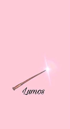 a pink background with an image of a harry potter wand and the words lumos on it