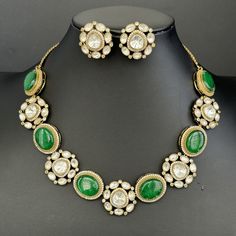 Emerald Victorian uncut Polki Kundan Necklace, Sabyasachi Designer necklace, Bollywood, Indian Pakistani Jewelry for Wedding, bridal jewelry Premium Dual Tone uncut Polki Kundan Choker/Sabyasachi Choker/Indian/Bollywood Jewelry/Fine Kundan Necklace/Pakistani/Punjabi/Statement Set Regular Size And Adjustable Ships from California, USA Delivery in 2-5 business days in the USA. Other designs can be found here https://www.etsy.com/listing/1381240765/premium-quality-gold-plated-silver?click_key=e1a9e Festive Kundan Necklace For Reception, Green Kundan Necklace With Cutdana For Reception, Green Bollywood Bridal Sets For Reception, Green Bridal Sets For Diwali Reception, Diwali Reception Green Bridal Sets, Festive Round Bridal Necklace For Reception, Traditional Green Kundan Necklace For Reception, Sabyasachi Designer, Jewelry For Wedding