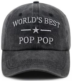 PRICES MAY VARY. Pop Pop Gifts from Grandkids: Do You Need a Gift for a Grandfather? Then This is The Perfect Hat Featuring a Meaningful Saying “World's Best Pop Pop” Was Embroidered on Front of The Vintage Baseball Cap. Our Stylish Grandpa Hat is The Perfect Baseball Hat to Give as a Gift to Your No.1 Papa, World's Greatest Grandfather, The Best Grandpa in the World, Granddad, Pops, Paw Paw or Whatever You Call Him! It's Cool and Practical Fathers Day Gifts, Grandpa Christmas Gifts, Grandpa Bir Pop Pop Gifts, Birthday Gifts For Grandpa, Gifts From Grandkids, Grandpa Christmas Gifts, Gifts For Grandpa, Grandpa Christmas, Grandpa Birthday Gifts, Best Grandpa, Grandpa Birthday