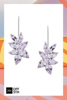 Sterling Silver Earrings In Leaf Design Adorned With Marquise Pink Amethyst Stones. Pink Amethyst Sterling Silver Fish Hook Imported Size Drop, About 0.87" Click Here For A Guide To Jewelry & Watches. Center Core - W Fine Jewelry > Saks Off 5th > Barneys Warehouse. Saks Fifth Avenue.