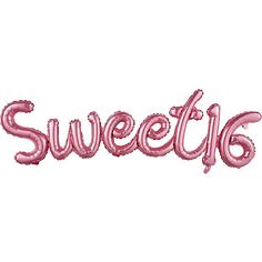 the word sweet is spelled out in pink foil balloons on a white background for an image