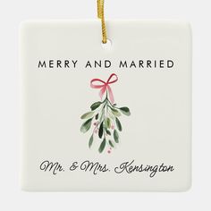 Merry & Married Personalized Newlywed WeddingPhoto Ceramic Ornament Mistletoe Painting, Gift Ideas For Newlyweds, Christmas Gift Ideas, Married Couple, Ceramic Ornaments