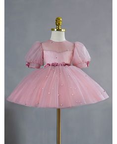 Get 10% off now! Buy super cute pink toddler girl party dress with pearls flowers at cheap price online. Free stable shipping and pro custom service since 2009. Pink Summer Dress With Pearl Embroidery, Summer Pink Dress With Pearl Embroidery, Pink Floral Applique Dress For Birthday, Pink Birthday Dresses With Floral Applique, Sweet Short Sleeve Princess Dress For Party, Pink Dresses With Floral Applique For Birthday, Pink Short Sleeve Tutu Dress For Wedding, Pink Floral Applique Dress For Baptism, Pink Fitted Princess Dress With Floral Applique