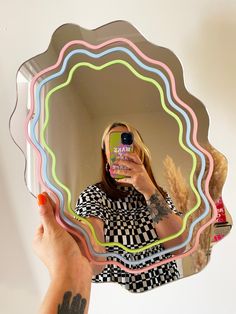 Pastel Wavy Mirror - PrintedWeird Pastel Mirror, Mirror Painting Ideas, Spiegel Diy, Funky Mirrors, Painted Mirror Art, Wavy Mirror, Handmade Mirror, Handmade Mirrors, Circle Mirror