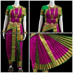 Design by Classical Dance Jewelry® ❥  Traditional Kuchipudi costume. ❥  Material - art silk ❥  Type : Traditional pant costume ❥  Size :  see below measurements ❥ ❥ ❥ ❥ ❥ Measurements: ( all the measurements approximately 1 margin buffer) ❥ ❥ ❥ PANT MEASUREMENTS: Pant Length: 33-34 inch Pant Waist: 30-31 inch Pant Hip: 33-34 ❥ ❥ ❥ BLOUSE MEASUREMENTS: Blouse length: 12 inch Blouse Shoulder length: 10 inch Blouse around Bust: 29-30 (extra margin) inch Blouse Lower Chest: 26 inch Blouse Sleeves length: 6-7 inch Blouse sleeve round: 9 - 10 inch  Set includes     ☛ Pant, Blouse, Dhavani, fans, seat bit ❇️ ❇️ ❇️ For Display purposes only, we used Jewelry. The price is only for a Dance costume. PLEASE NOTE ❥ ALL SALES ARE FINAL ✅ ❥ No Return/ No Exchange / No Cancellation! ❥ ❥❥ Disclaimer:  ❥ We Traditional Full-length Wear For Diwali, Full Length Traditional Wear For Navratri, Full Length Traditional Wear For Diwali, Ceremonial Green Sets With Traditional Patterns, Green Art Silk Sets For Ceremonial Occasions, Traditional Full Length Zari Work For Festivals, Traditional Full-length Festive Wear With Zari Work, Traditional Full-length Sets With Pallu, Traditional Full-length Outfit With Zari Work For Festivals