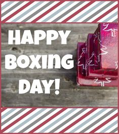 there is a happy boxing day card with two boxes on the top and one in the bottom