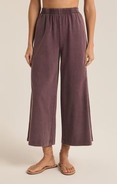 Scout Jersey Flare Pant Wide leg pant Pull on elastic wide leg pant Unlined Side Seam Pocket Inseam length 26" Relaxed fit Cotton Jersey: 100% Cotton Earthy Purple, Palm Green, Cropped Flare Pants, Flare Pant, Jersey Pants, Cropped Flares, Clothespins, Cropped Style, Pocket Pants