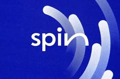 the word spin is written in white on a blue background with an image of circles