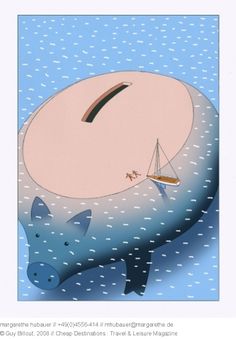 an image of a pig floating in the water with a sail on it's back