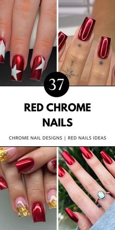 Get inspired by these stunning red chrome nails, perfect for acrylic or gel finishes. Pin now for chic nail designs! Red Chrome Nails, Red Chrome, Chrome Nails Designs, Elegant Nail Art, Nail Type, Daily Nail, Red Nail Designs, Short Acrylic, Red Nail