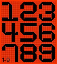 an orange and black poster with numbers on it