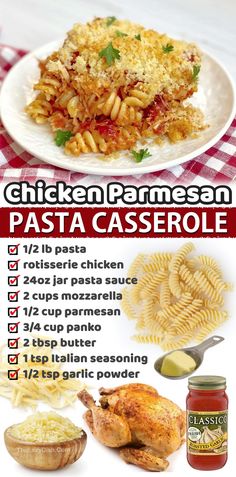 chicken parmesan pasta casserole recipe with instructions