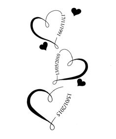 two hearts that are connected to each other with the words love is always in black and white