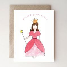 a birthday card featuring a princess holding a wand