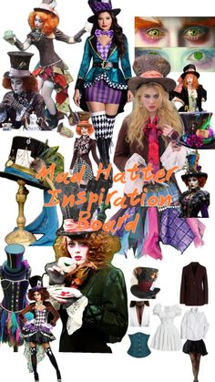 the collage has many different costumes and hats