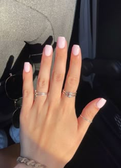 Light Pink Acrylic Nails Squoval, Pink Nails Squoval, Pink Nail Ideas Short, Light Pink Nail Ideas, Squoval Acrylic Nails, Nails Pink White, Nail Ideas Short, Nails Squoval