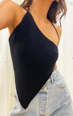 Crochet Asymmetrical Top Open Back With Tie Light knit Fabric Runs TTS Summer Knitting, Asymmetrical Tops, Looks Vintage, Crochet Clothes, Halter Top, Diy Clothes, Fashion Inspo Outfits, Free Crochet, Knit Top