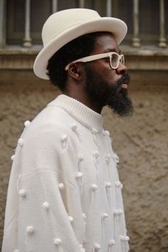 The Darker Horse: Bobbles African Mens Fashion, Nick Wooster, Estilo Hipster, Gentlemen's Club, Milan Men's Fashion Week, Black Afro, Afro Men, Trilby Hat, Knit Men