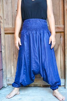 💥One Size Fits Most Rayon Hippie Gypsy Aladdin Drop Crotch Pants 👉Fabric: Soft and extremely comfortable rayon👉Smocked Elasticated Waist: 26" up to 48" 👉Hips up to: 50"👉Total Length: 43" (Top to Bottom)👉 Around elastic ankle 10"👉 US/Canada women size 0-16 or XS-XL👉 European women size 32-46👉 UK/Australia women size 4-20🌸Care Instruction:These pants are machine washable. We recommend you hand wash the first time before wearing to prevent discoloration or shrinkage of the pants. We recom Canada Women, Harem Pants Fashion, Drop Crotch Pants, Pants Fabric, European Women, Hip Ups, Flowy Pants, Blue Pants, Favorite Dress