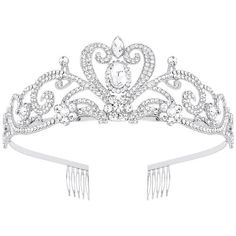 Return Policy Fast Delivery Trusted seller Silver Crown Tiara for Women Girls Crystal Queen Crown Princess Tiaras with Combs Prom Crown Rhinestone Headband Headpieces Hair Accessories for Wedding Bridal Birthday Party Halloween Cosplay Product Description 【Sturdy Metal Crown】The sparkly tiara is made of sturdy metal alloy and sparking rhinestones, super solid and sturdy and can be worn for years. Great for adding some glamour to your outfits. It really makes you feel like a princess/queen to wear this : ) 【Silver Tiara for Women Girls】The crystal silver crown is a decent size, 5 inches in diameter, 1.8 inches in height, could fit adult and girls head. It is sturdy and sits perfectly on your head. 【Occasions】The princess tiara can be worn in various occasions, such as birthday celebration, Prom Crown, Hair Accessories For Wedding, Princess Tiaras, Accessories For Wedding, Silver Tiara, Metal Crown, Headpiece Hairstyles, Crown Tiara, Princess Tiara